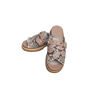 Faux snakeskin Sandal platform Studded Pink Teal brown EU39 US 8-8.5